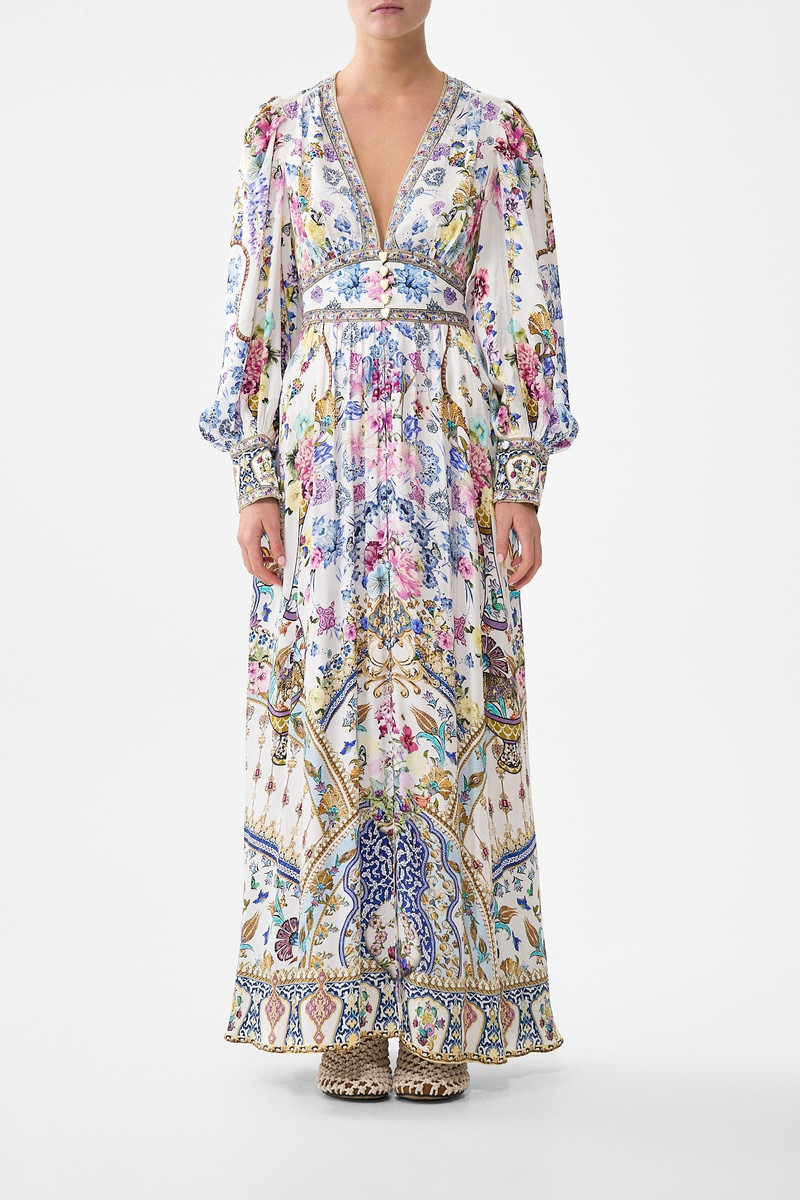 CAMILLA SHAPED WAISTBAND DRESS WITH GATHERED SLEEVES outlook