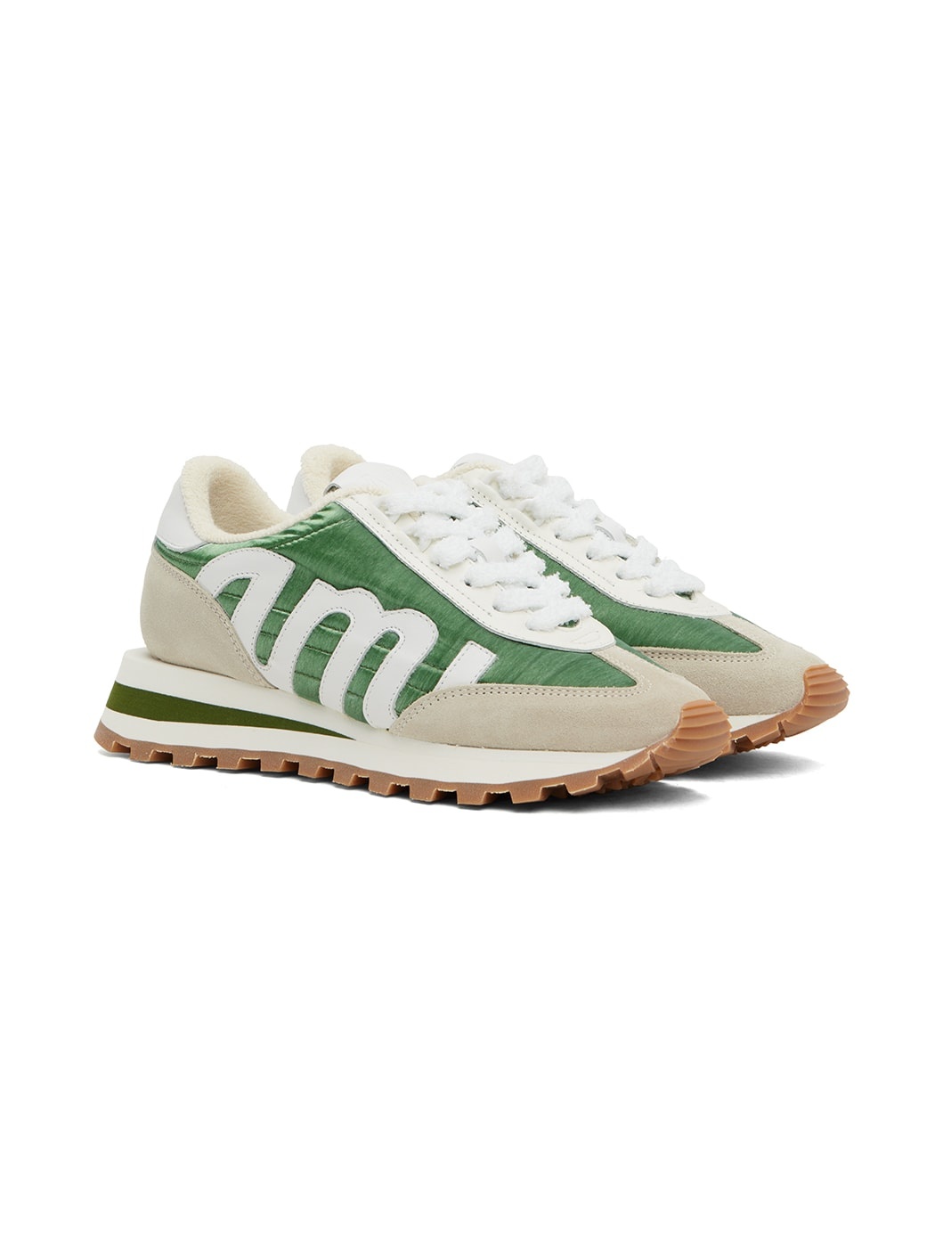 Green & Beige Rush Sneakers - 4