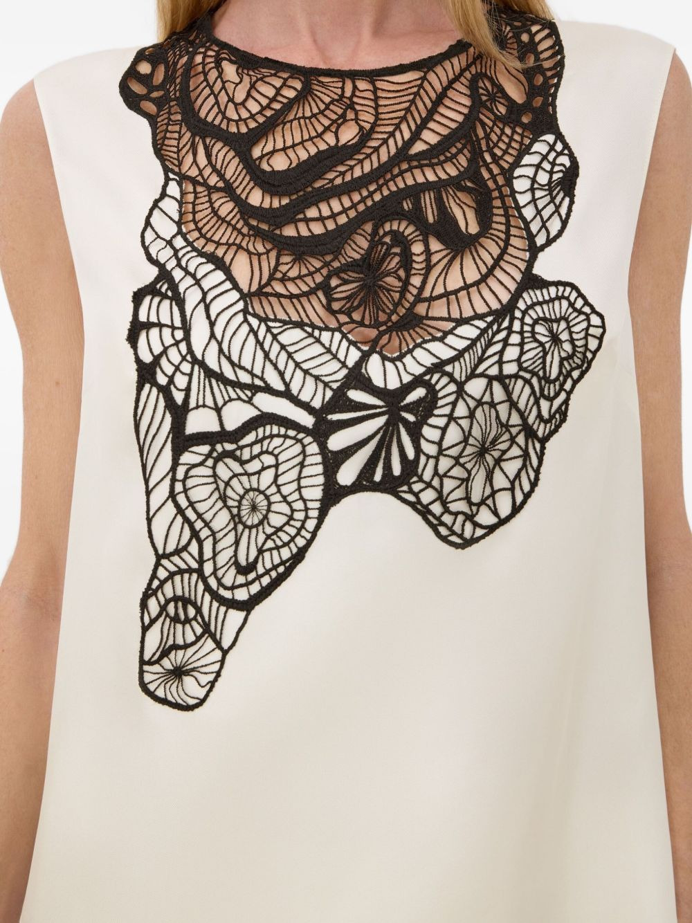 lace-applique sleeveless blouse - 4