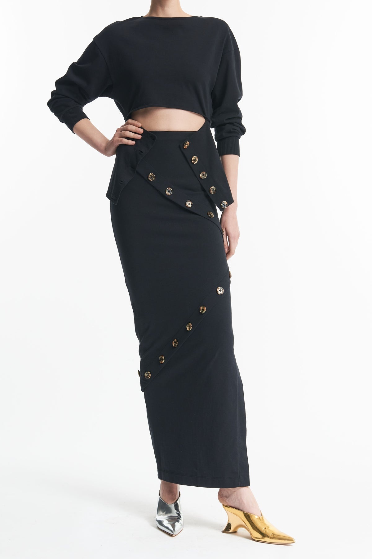 FITTED JERSEY MAXI SKIRT BLACK - 5