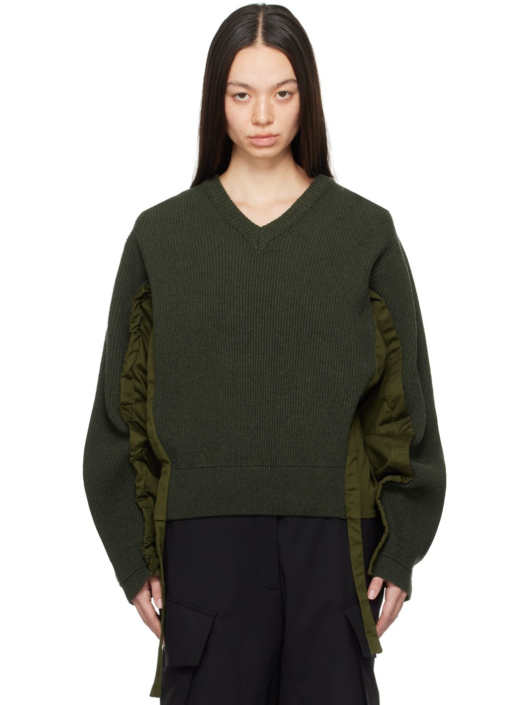 Green Drawstring Sweater - 1