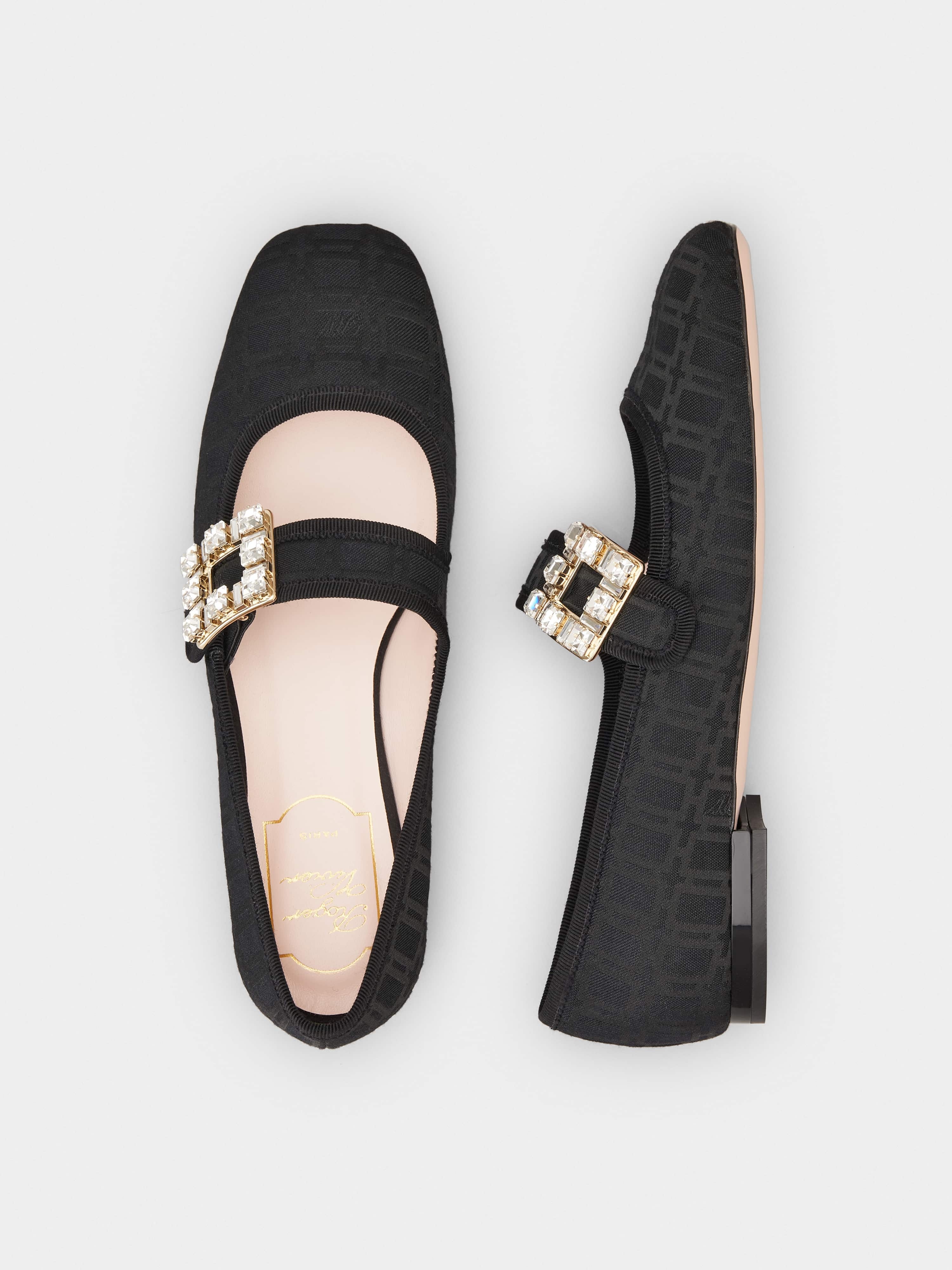 Très Vivier Strass Buckle Babies Ballerinas in Fabric - 4