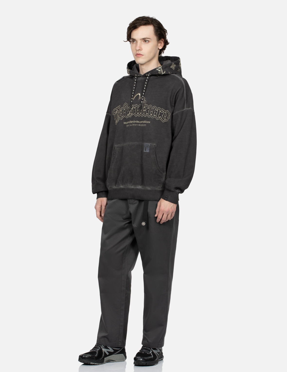 Monogram Embroidery Garment Dye Oversized Hoodie - 3