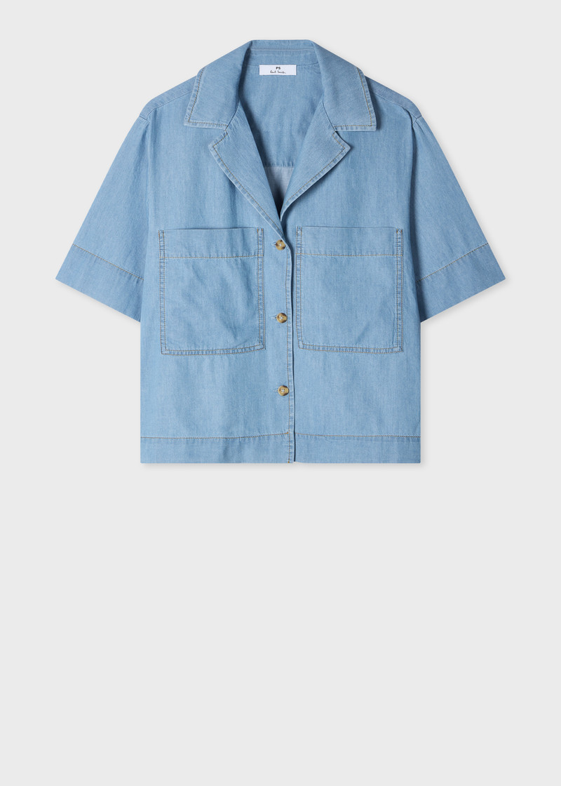 Women's Chambray Patch-Pocket Short Sleeve Shirt 1
