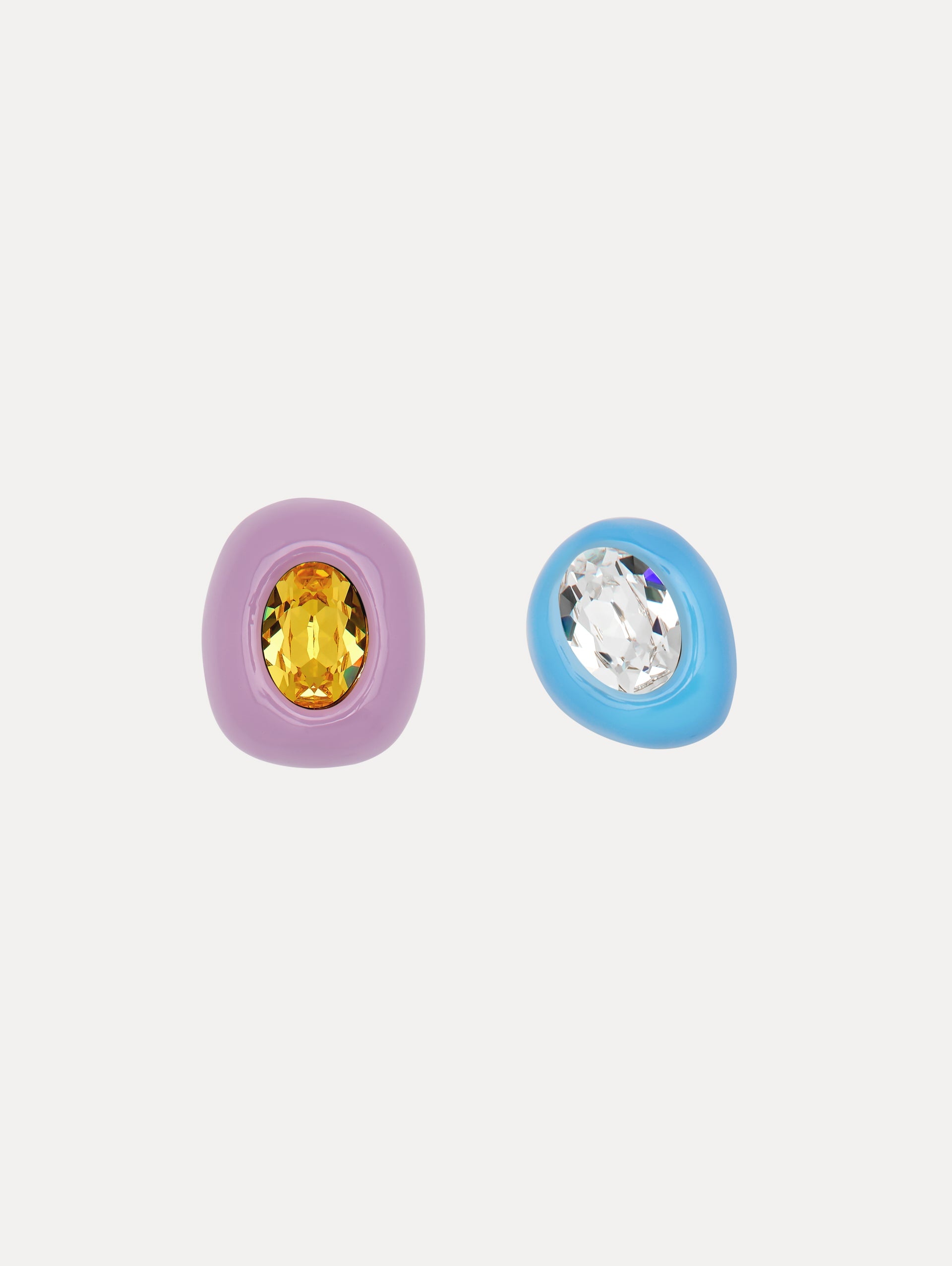 ASYMMETRIC ENAMEL CLIP-ON EARRINGS - 1