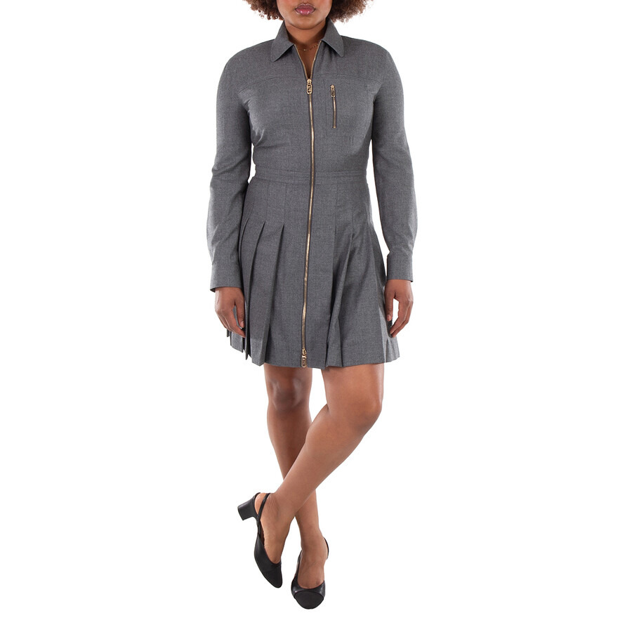 Fendi Pleated Long Sleeves Wool Dress - 6