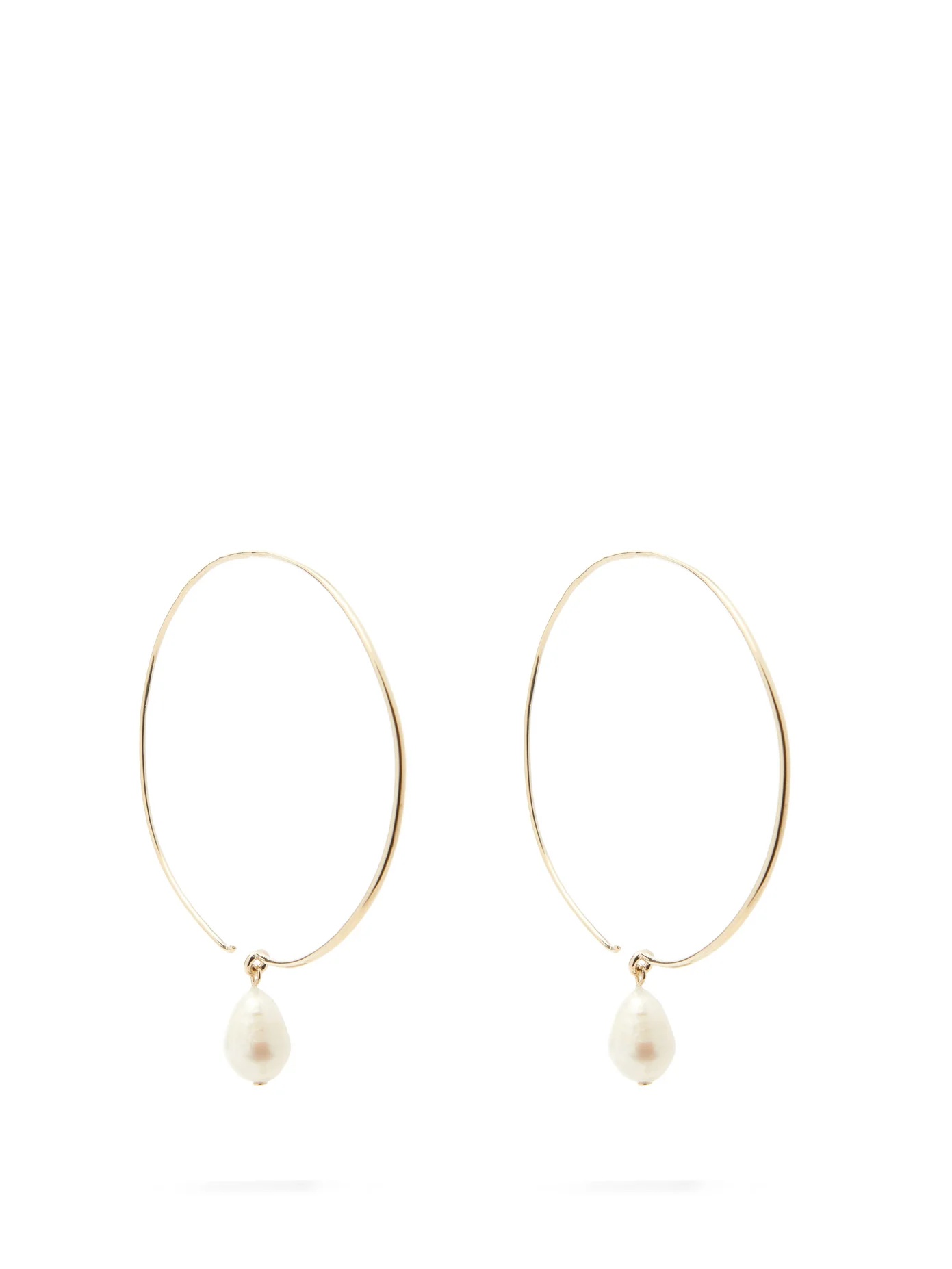 Large pearl-drop hoop earrings - 1