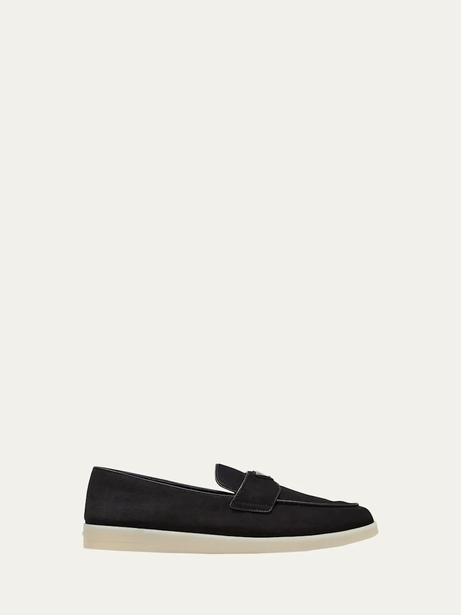 Men's Saint Tropez Triangle Logo Suede Loafers - 1