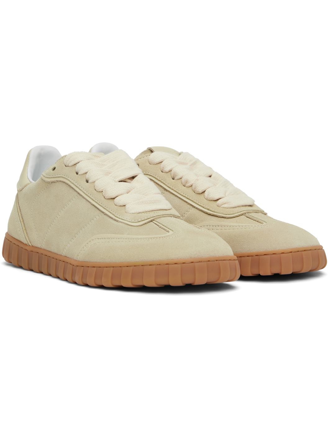 Beige Leather Low Top Step Sneakers - 4