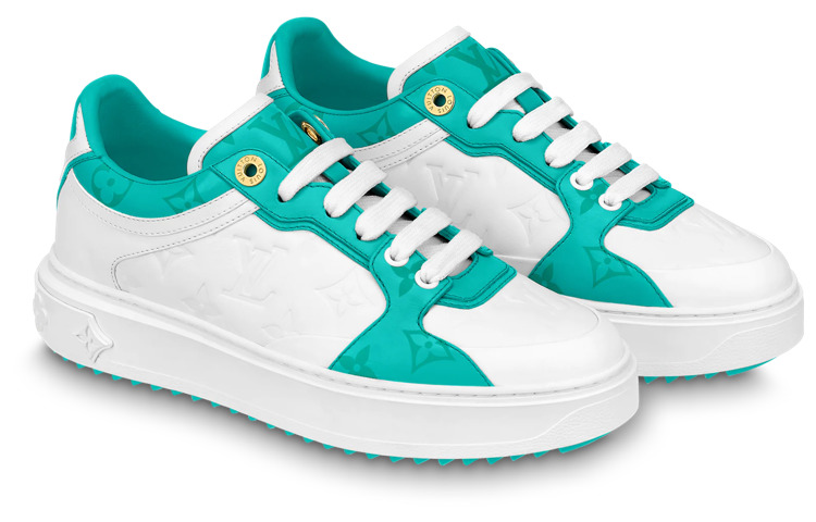 (WMNS) LOUIS VUITTON Time Out Sneakers 'White and Teal Monogram' 1AB349 - 2
