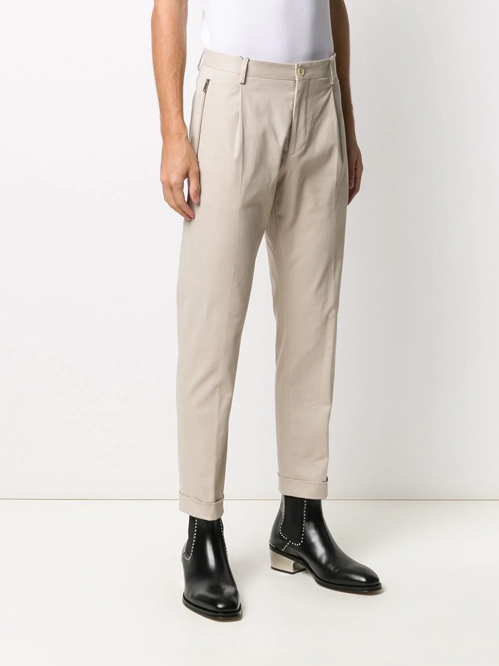 zip-pocket tapered trousers - 3