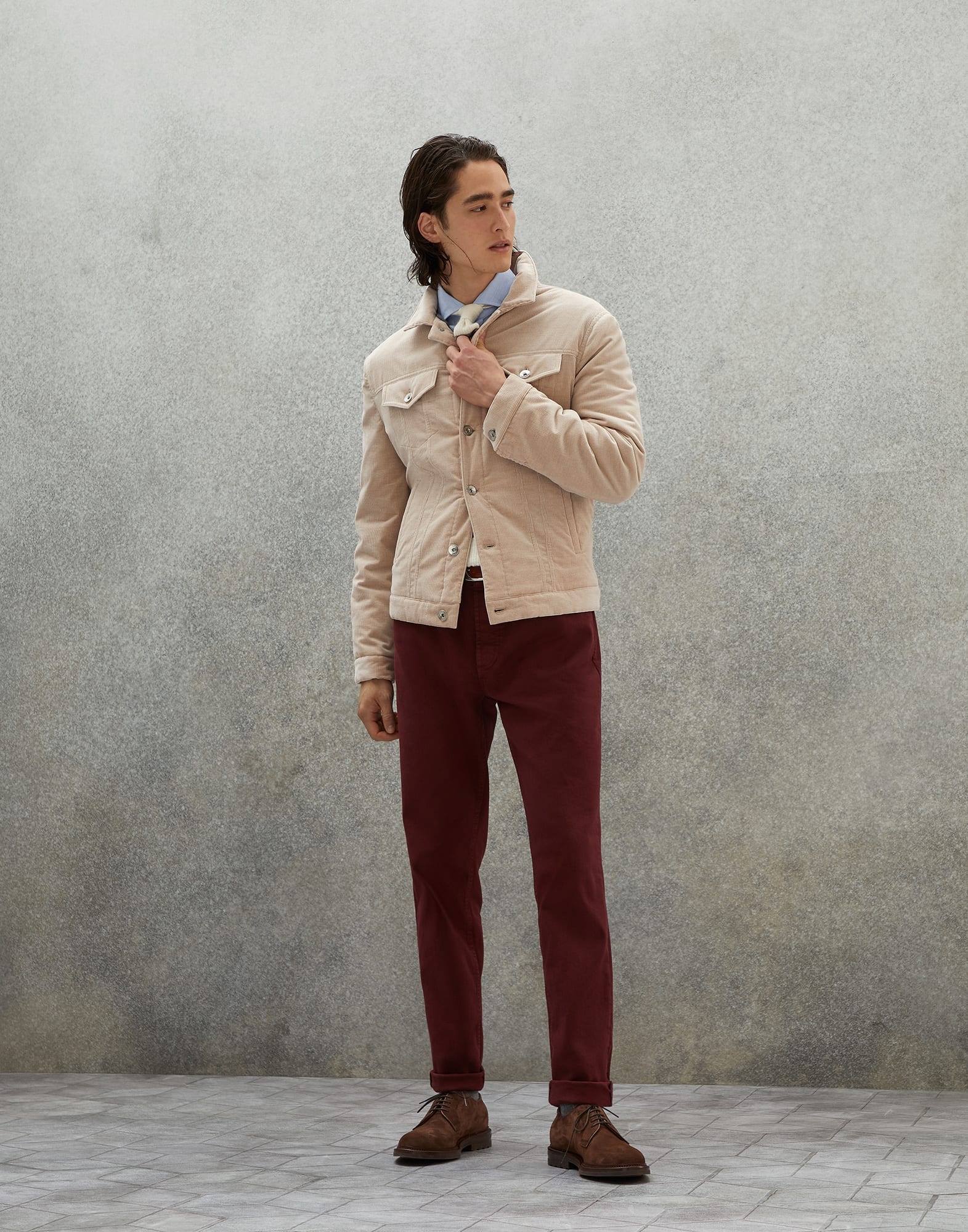 Dyed comfort lightweight denim traditional fit five-pocket trousers - 4