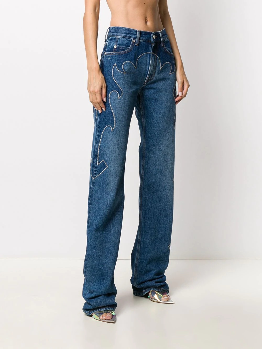 embroidered straight-leg jeans - 3