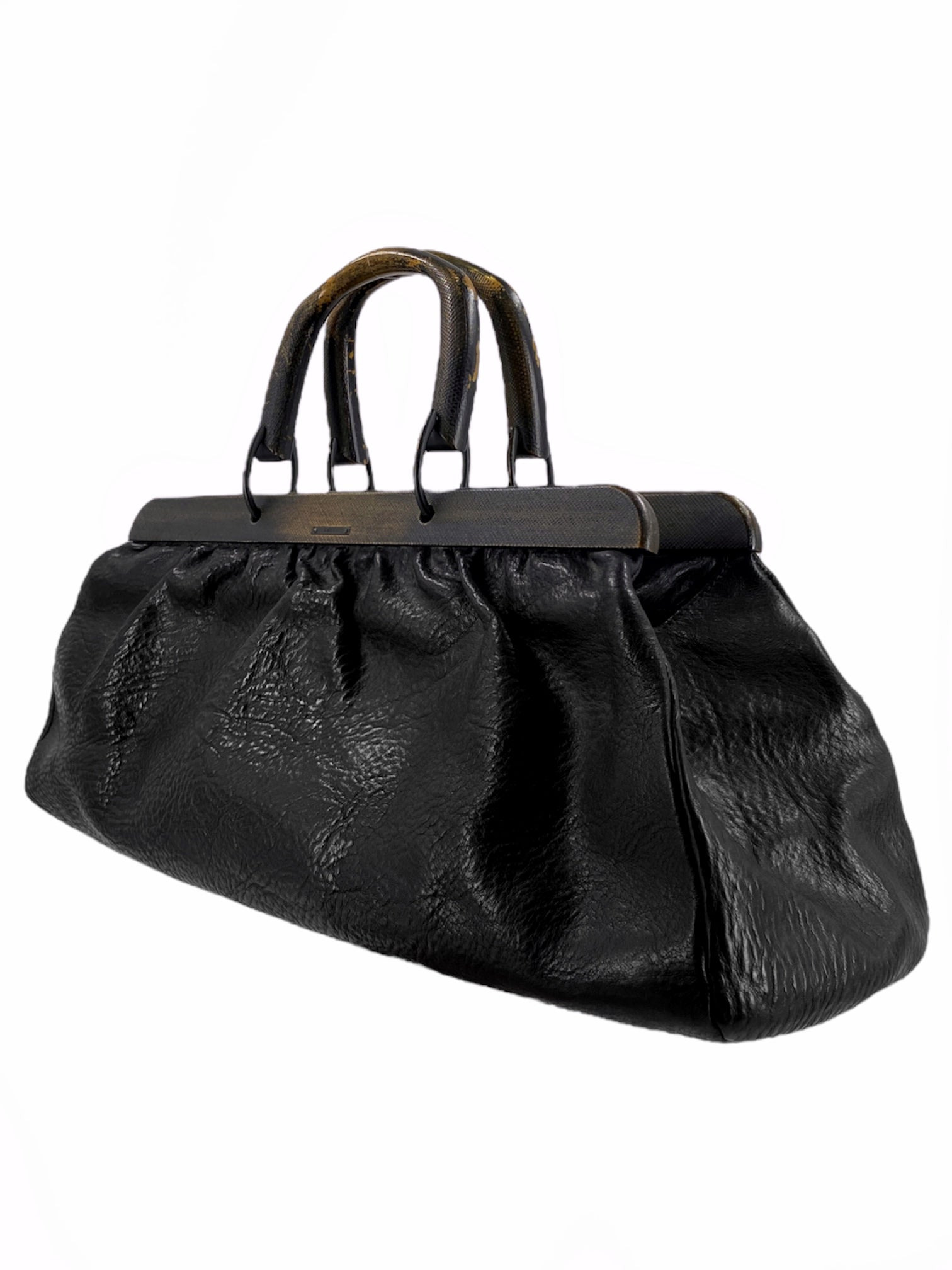 Gucci Fall 2002 Tom Ford Black Pebbled Buffalo Leather Doctors Bag - 3