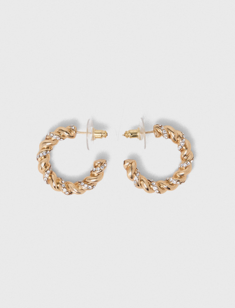 maje Twisted rhinestone hoop earrings outlook