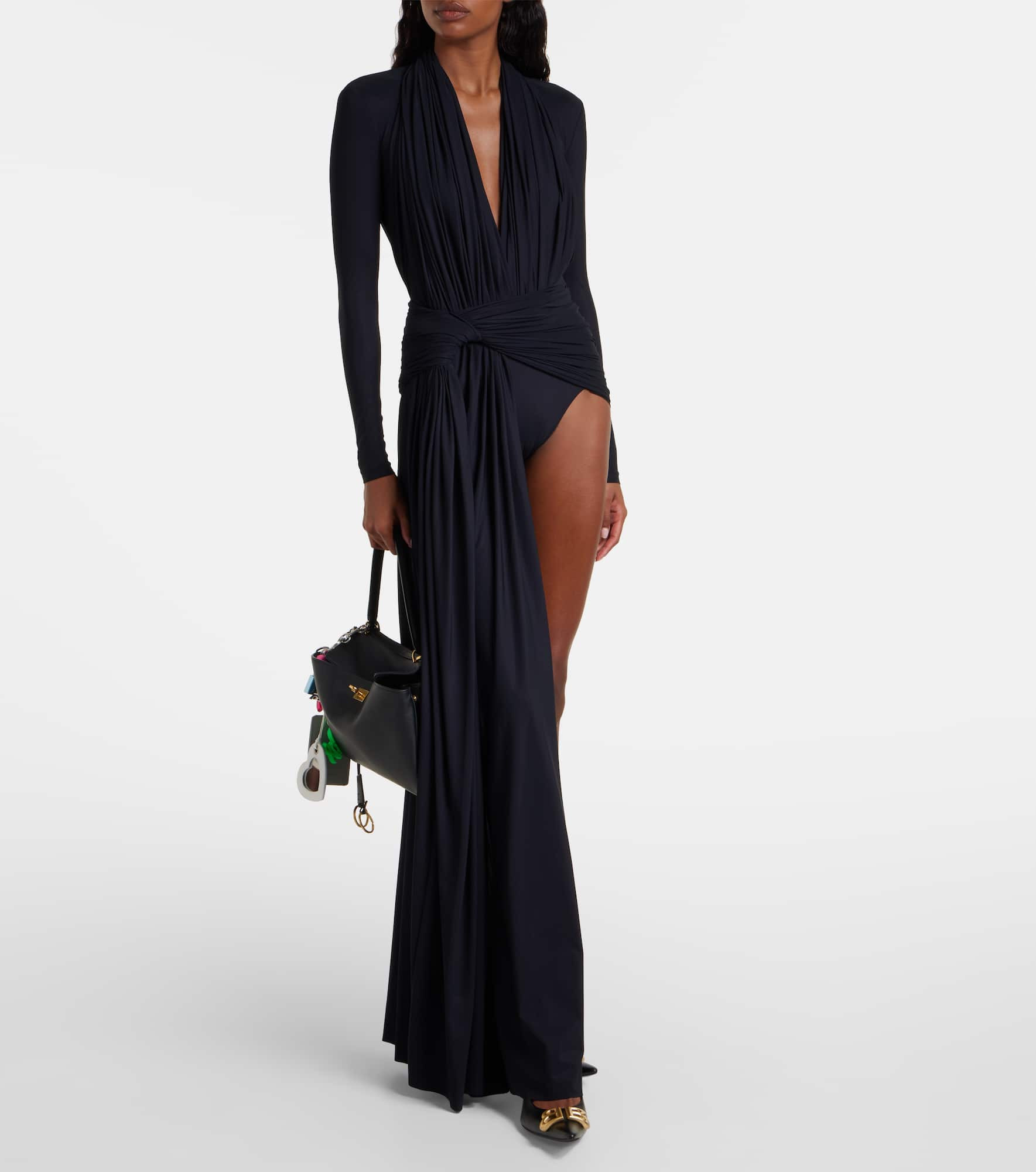 Asymmetric draped minidress - 2