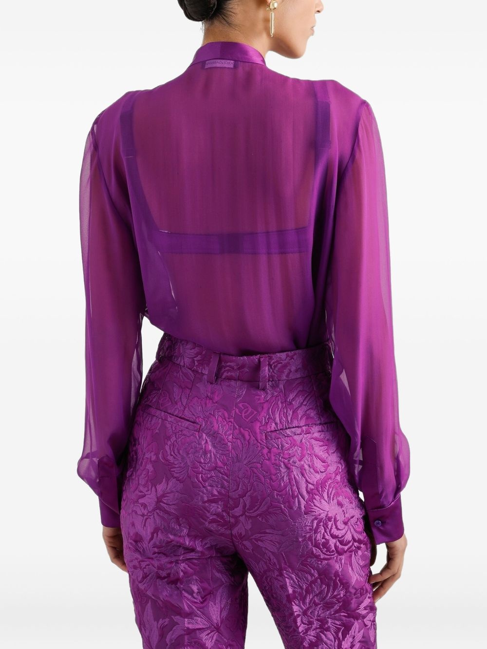 satin tie-neck shirt - 5