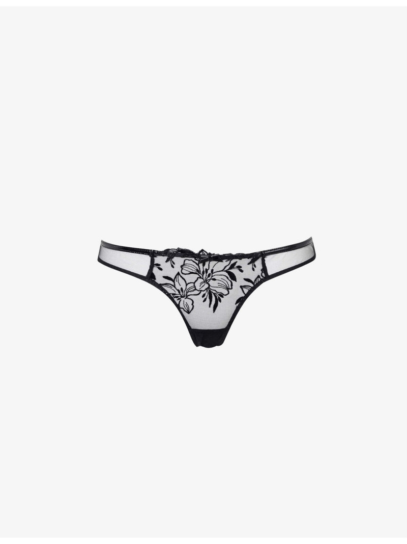 Ozella floral-embroidered low-rise tulle briefs 1