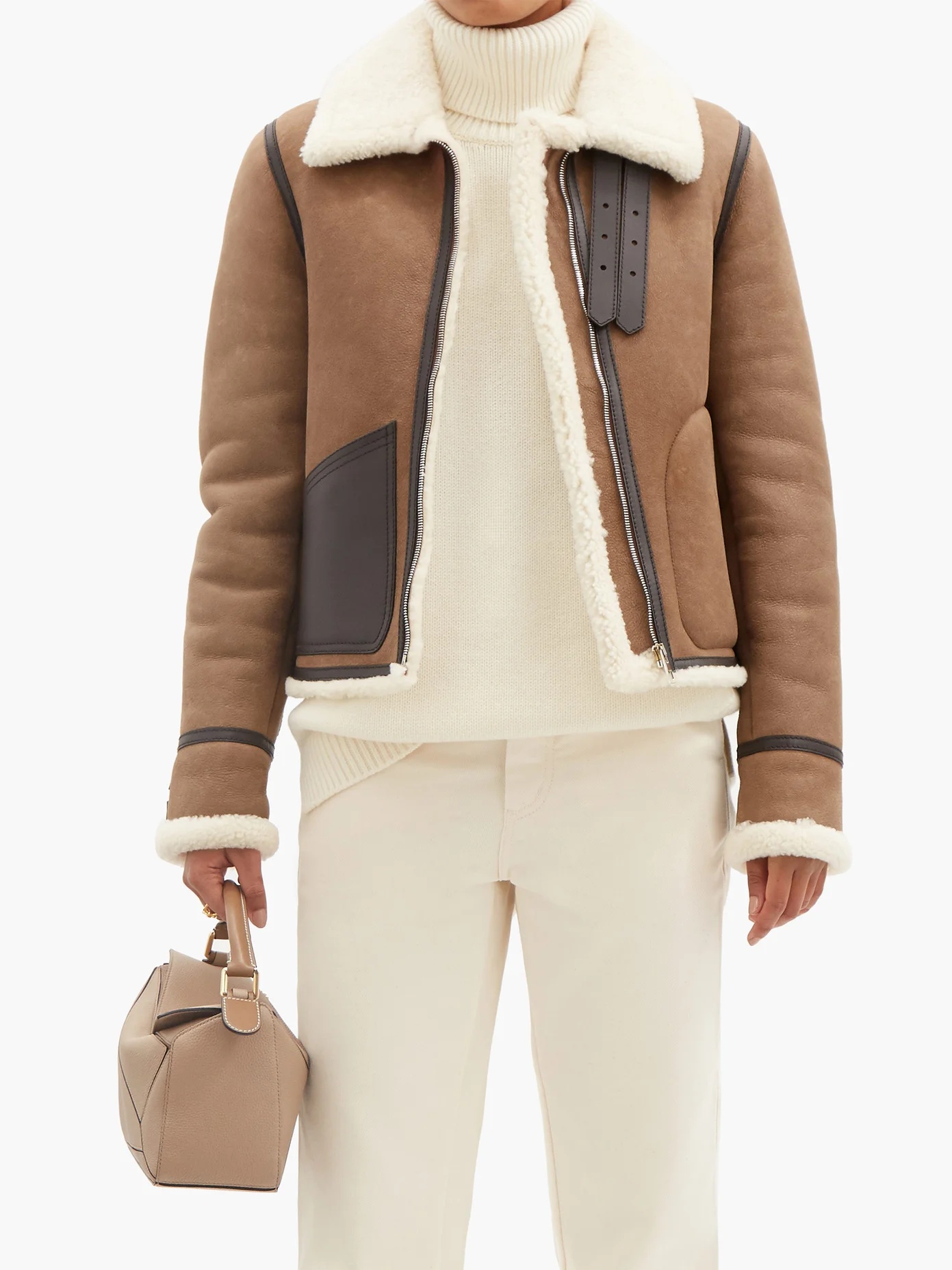 Shearling and suede aviator jacket - 6