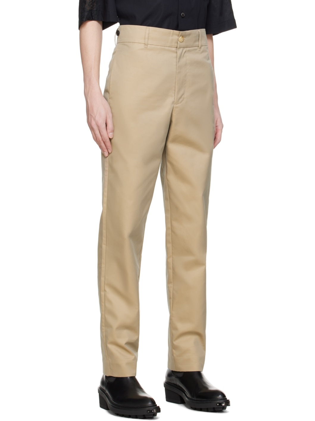 Black & Beige Layered Trousers - 4