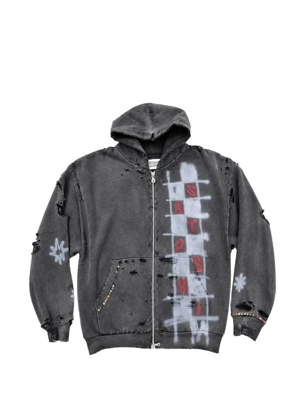 GET WHAT I WANT DISTRESSED SPRAY-PAINT HOODIE - 1