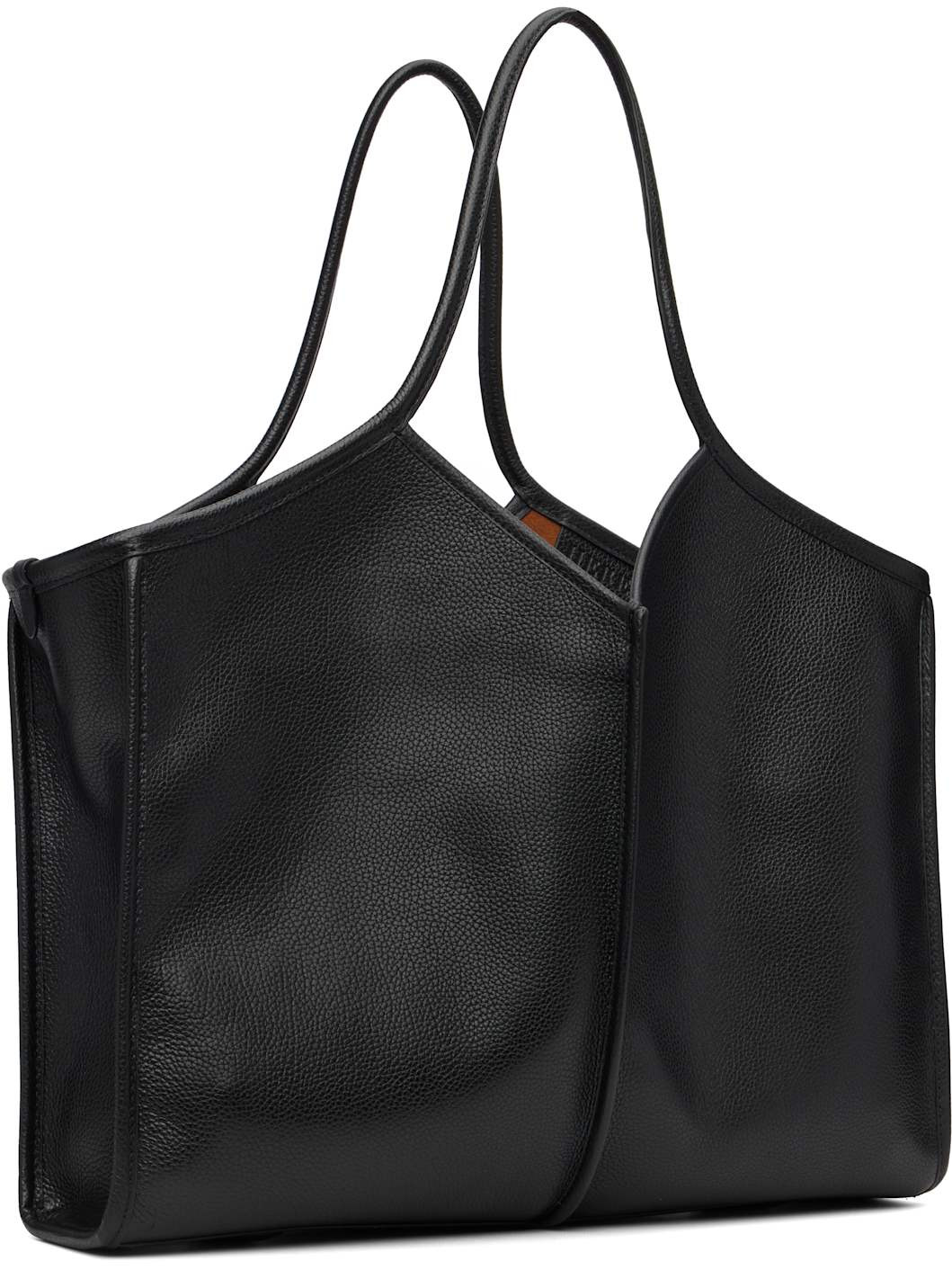 Black Calella Squared Medium Grainy Tote - 3