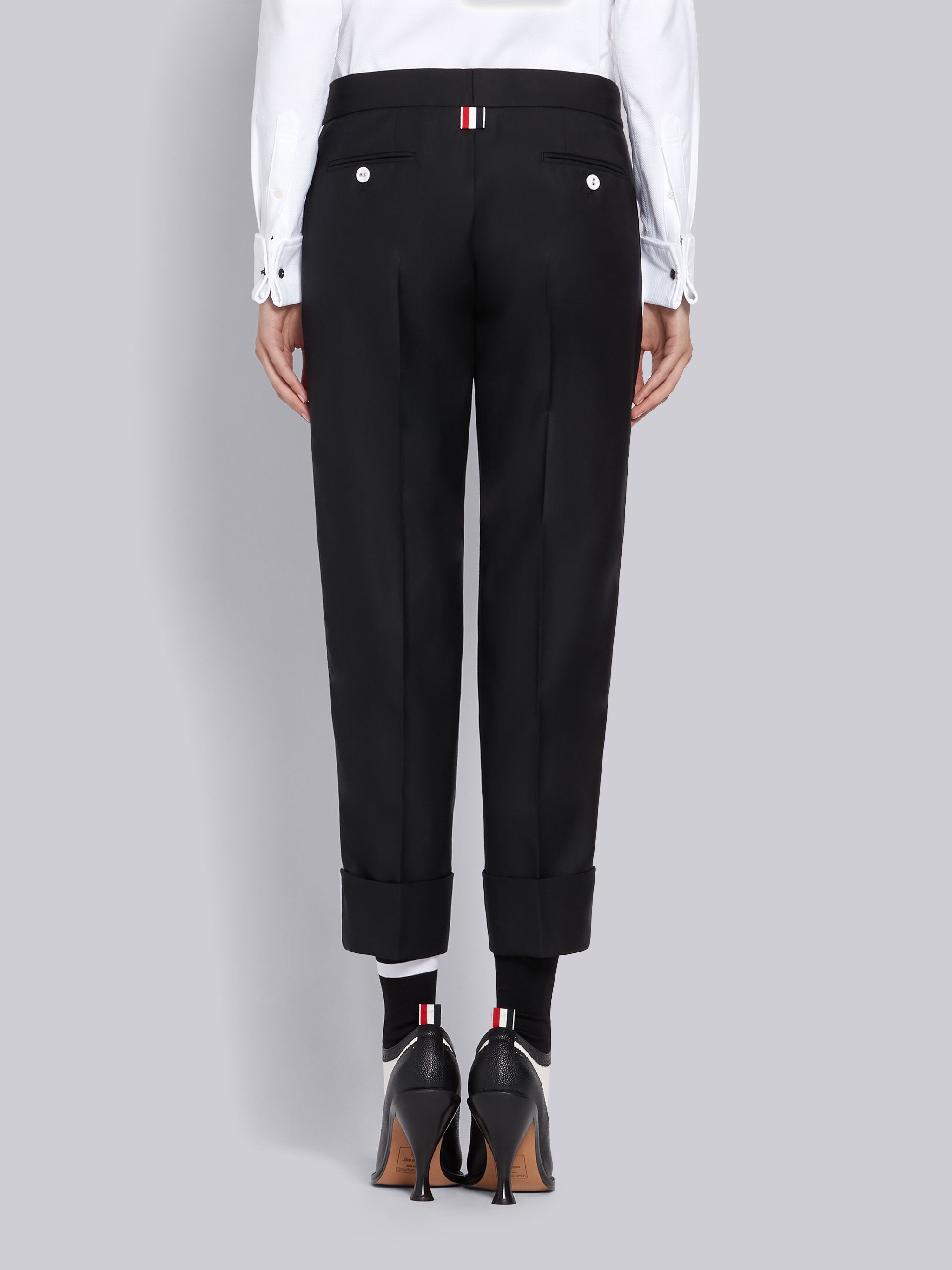 Black Super 120s Twill Grosgrain Tipped Trouser - 3