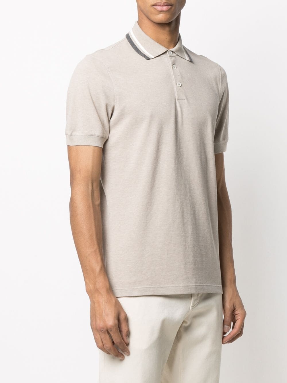 contrasting collar trim polo shirt - 3