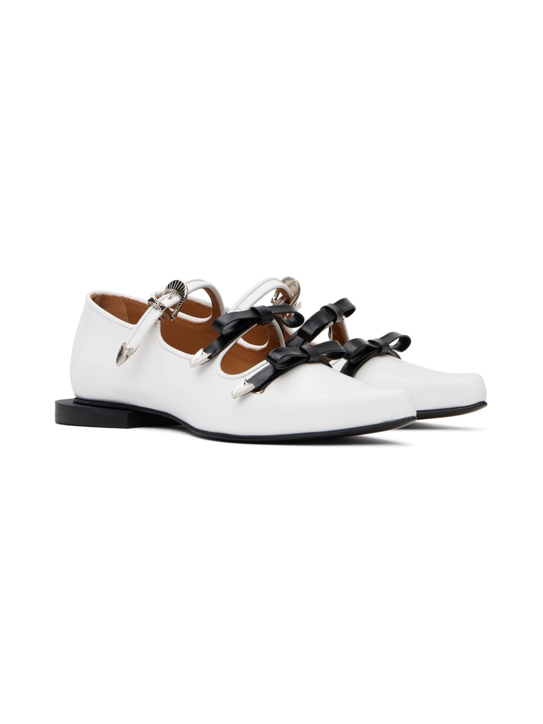 White Mary Jane Ballerina Flats - 4