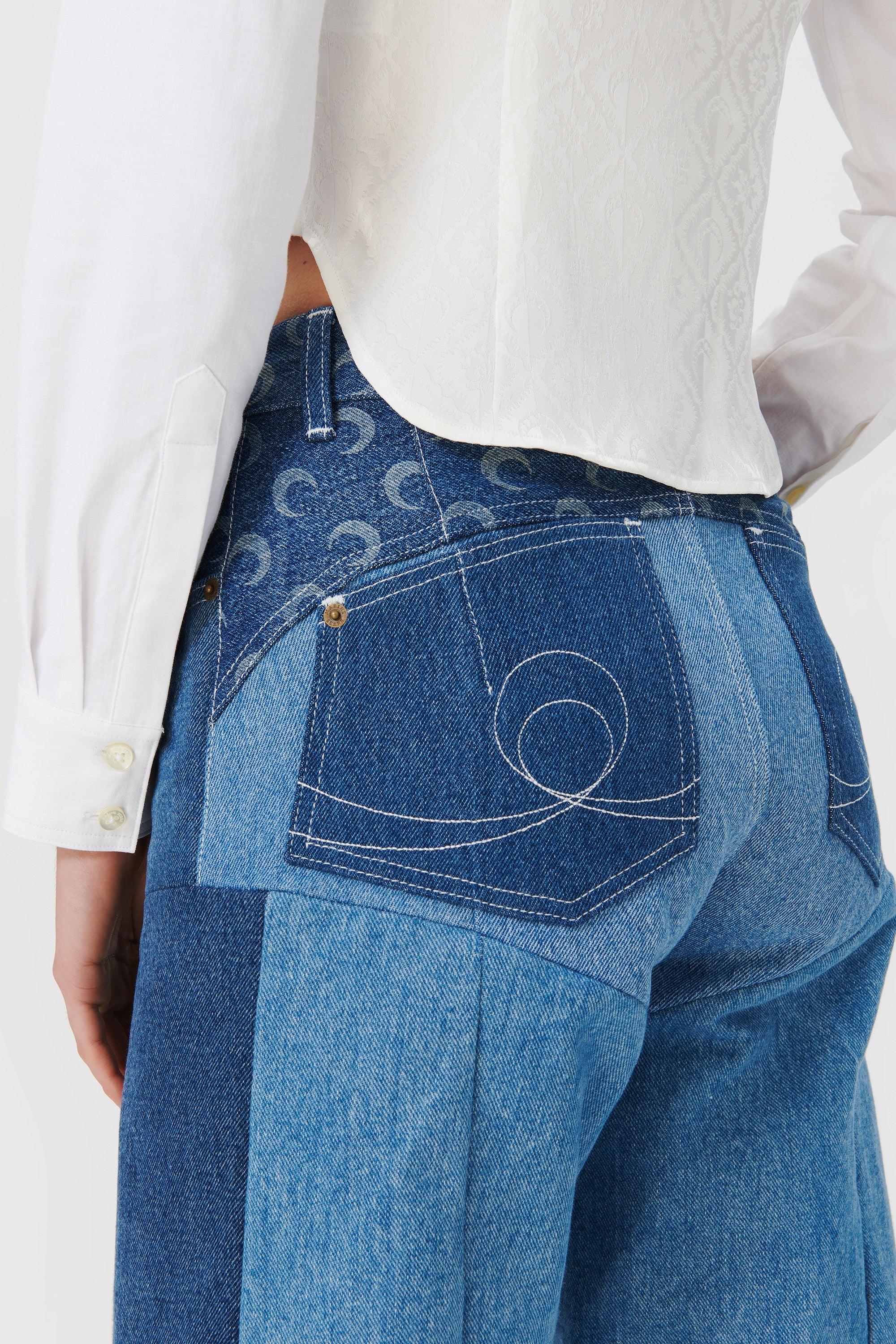 Regenerated Denim Flare Pants - 4