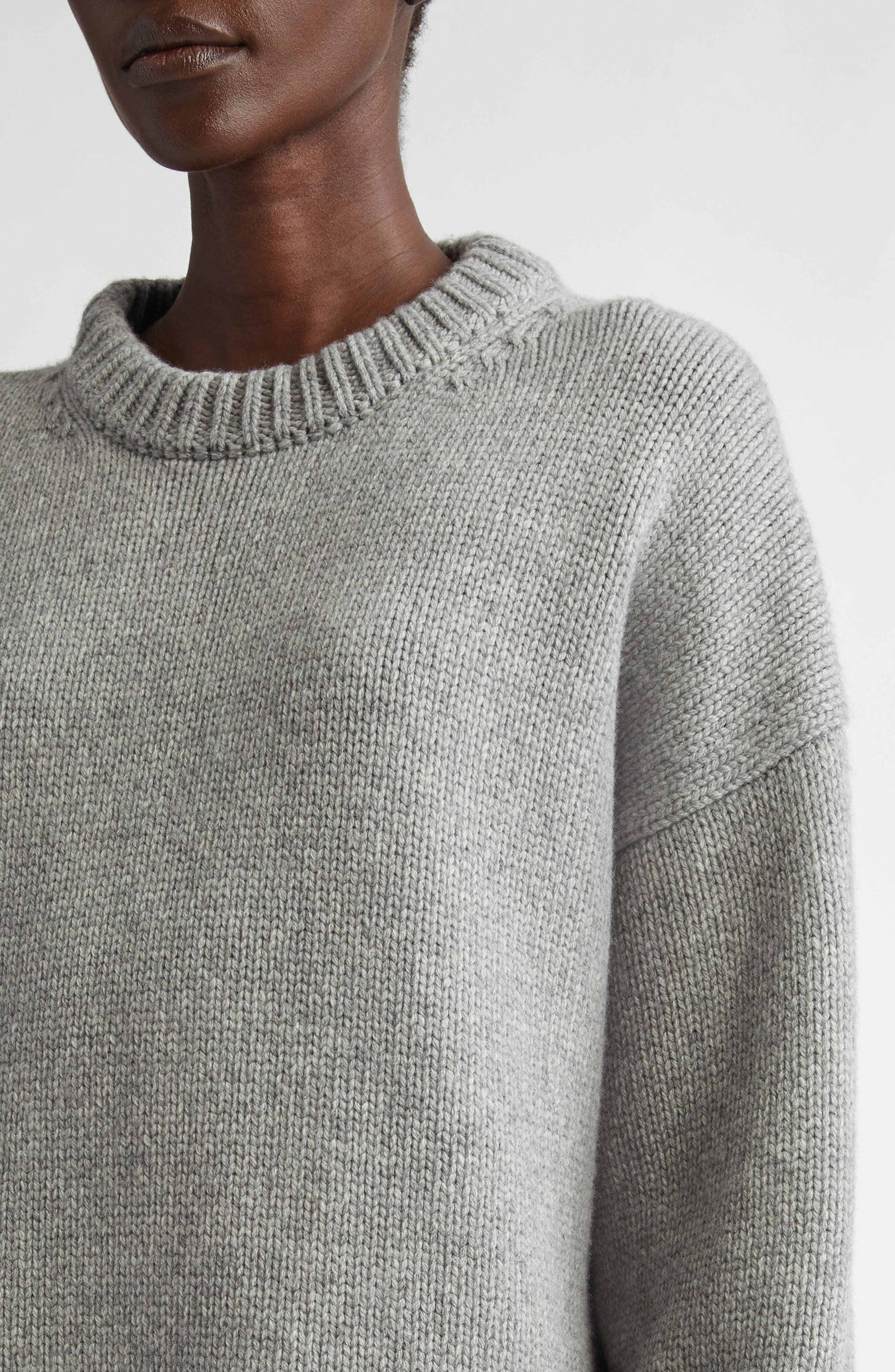 The Row Ophelia Oversize Crewneck Wool & Cashmere Sweater in Grey Melange at Nordstrom - 5