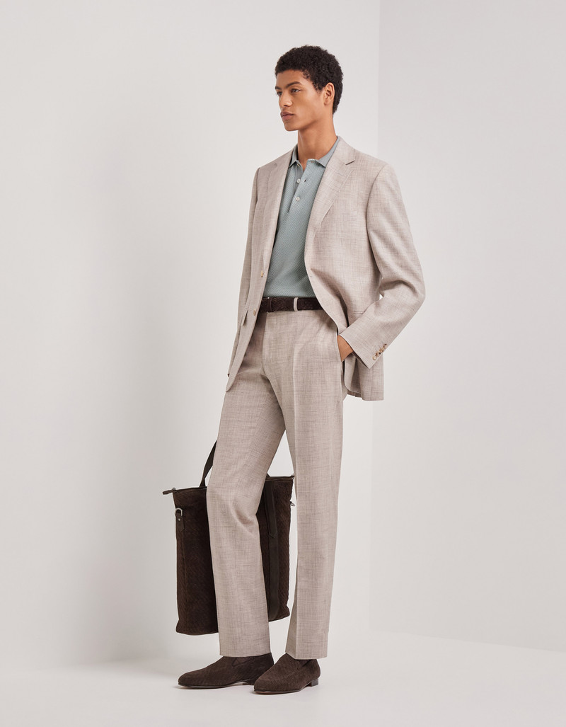 Canali BEIGE WOOL, SILK AND LINEN REGULAR-FIT JACKET outlook