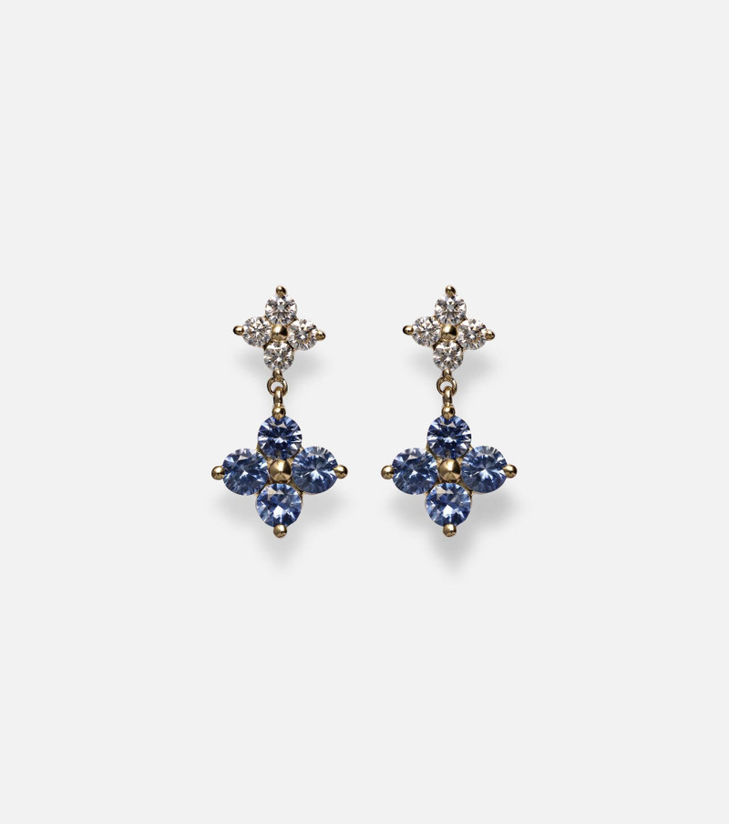 Luckiest Clover 10kt gold earrings with sapphire and diamond 1