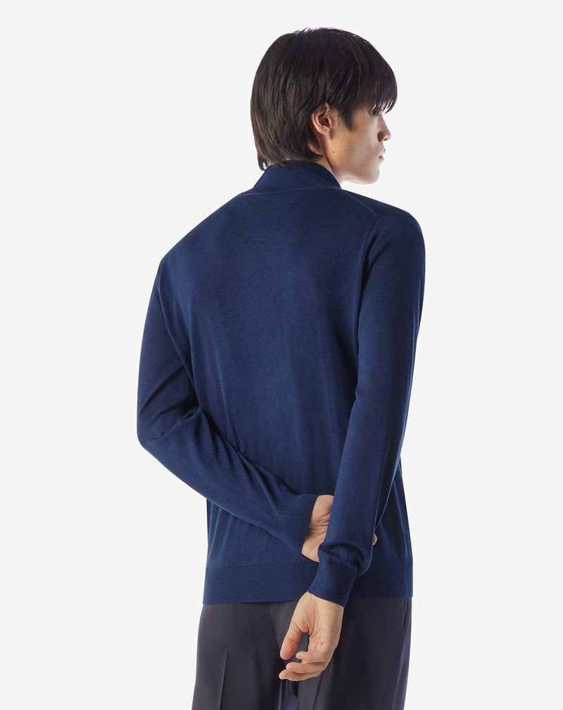 China blue silk and cashmere full zip knitwear 3
