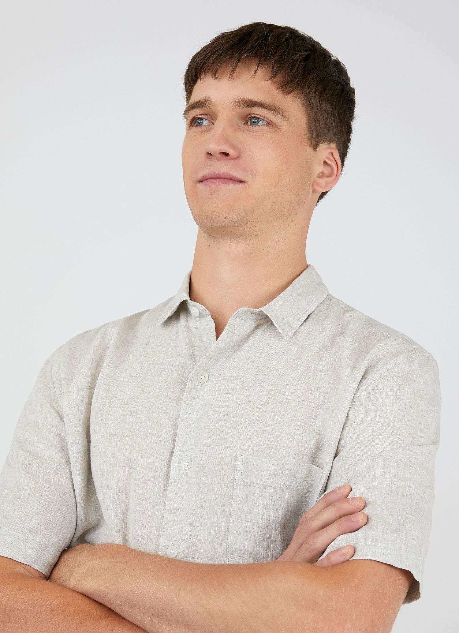 Short Sleeve Linen Shirt - 5