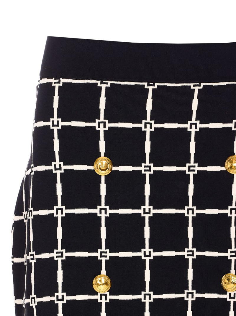 grid-patterned buttoned mini skirt 4