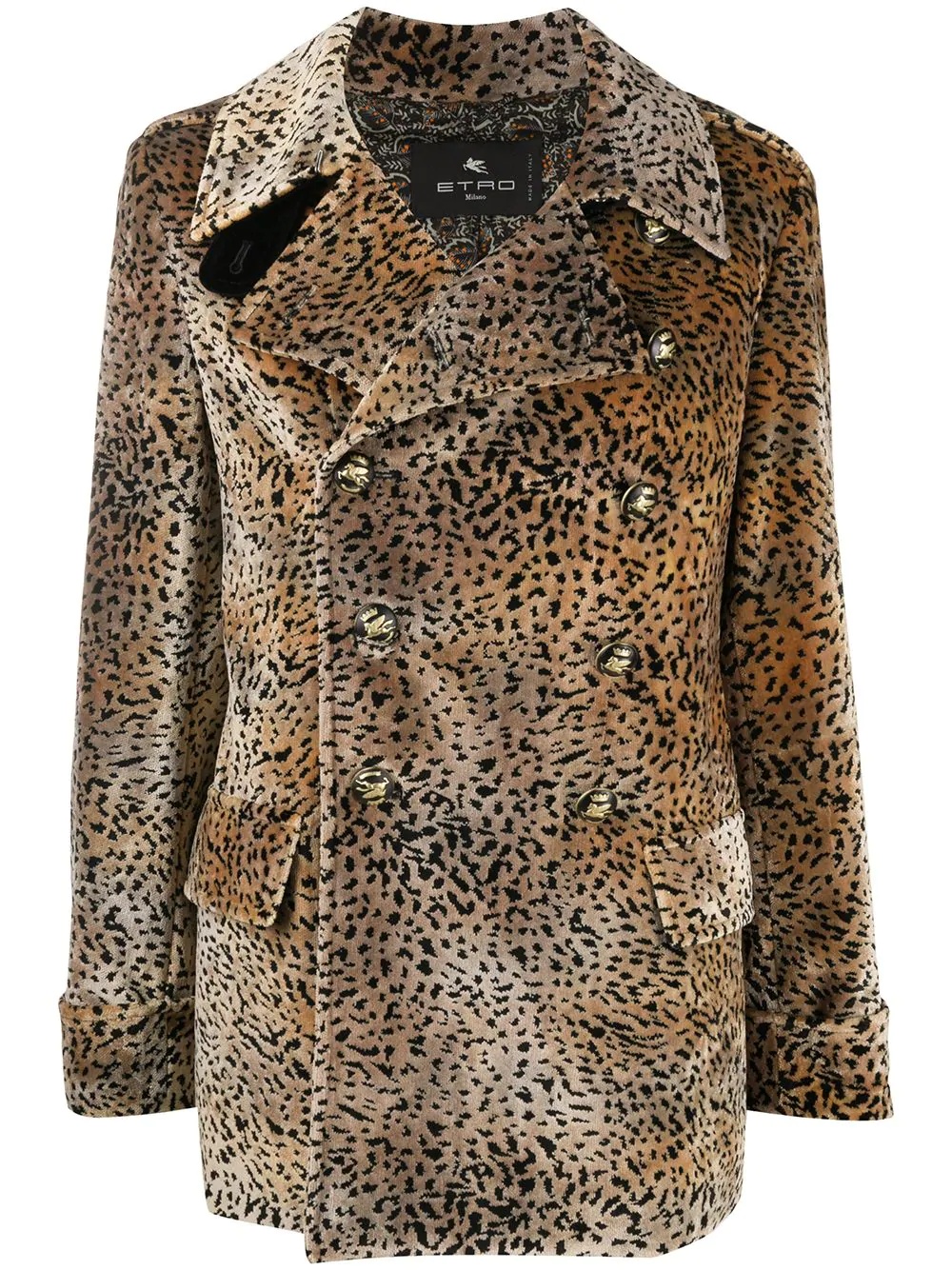 animal-print jacquard peacoat - 1