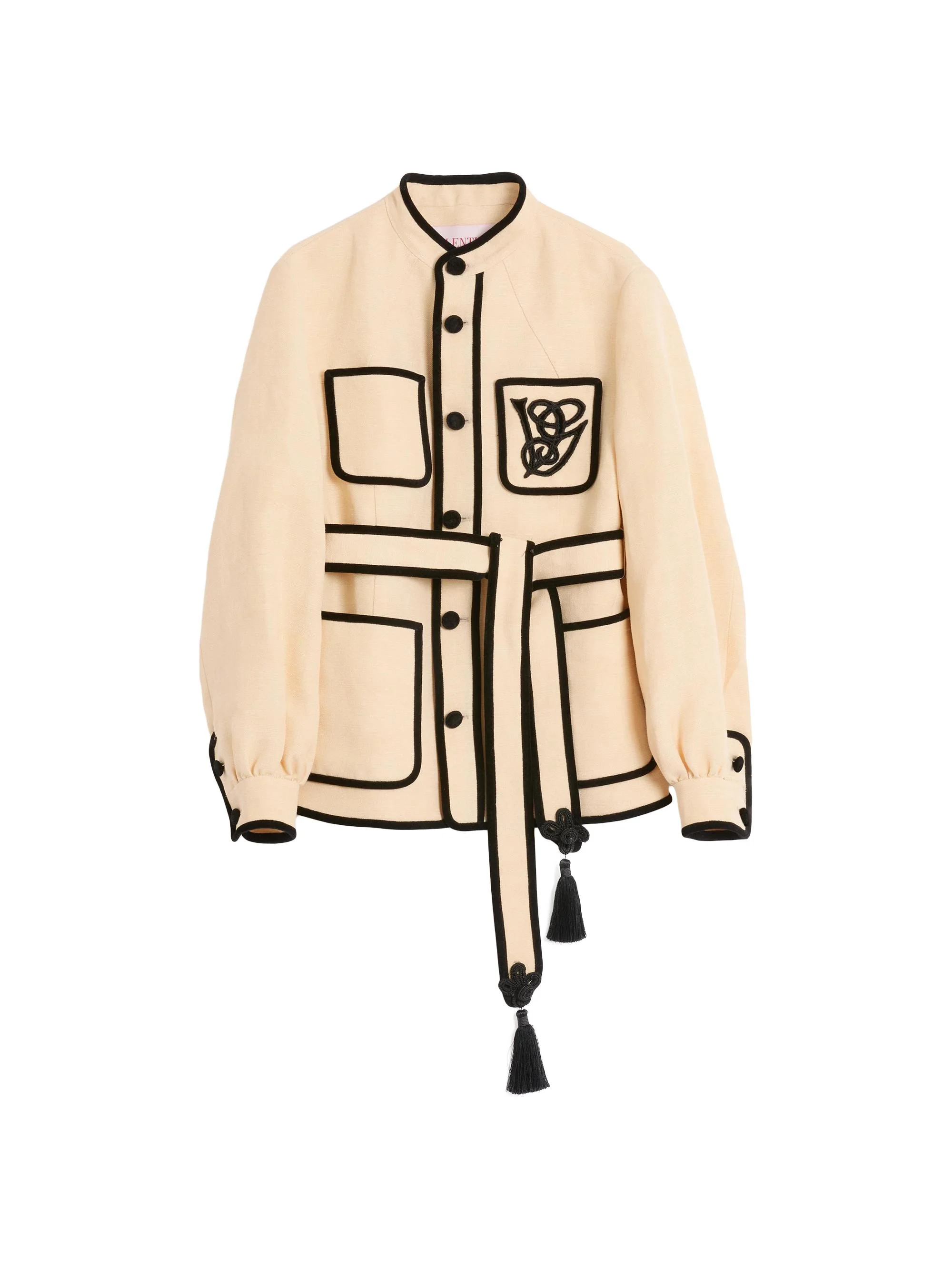 Men's Silk and Jute Canvas Jacket with VG Embroidery - Butter - 1