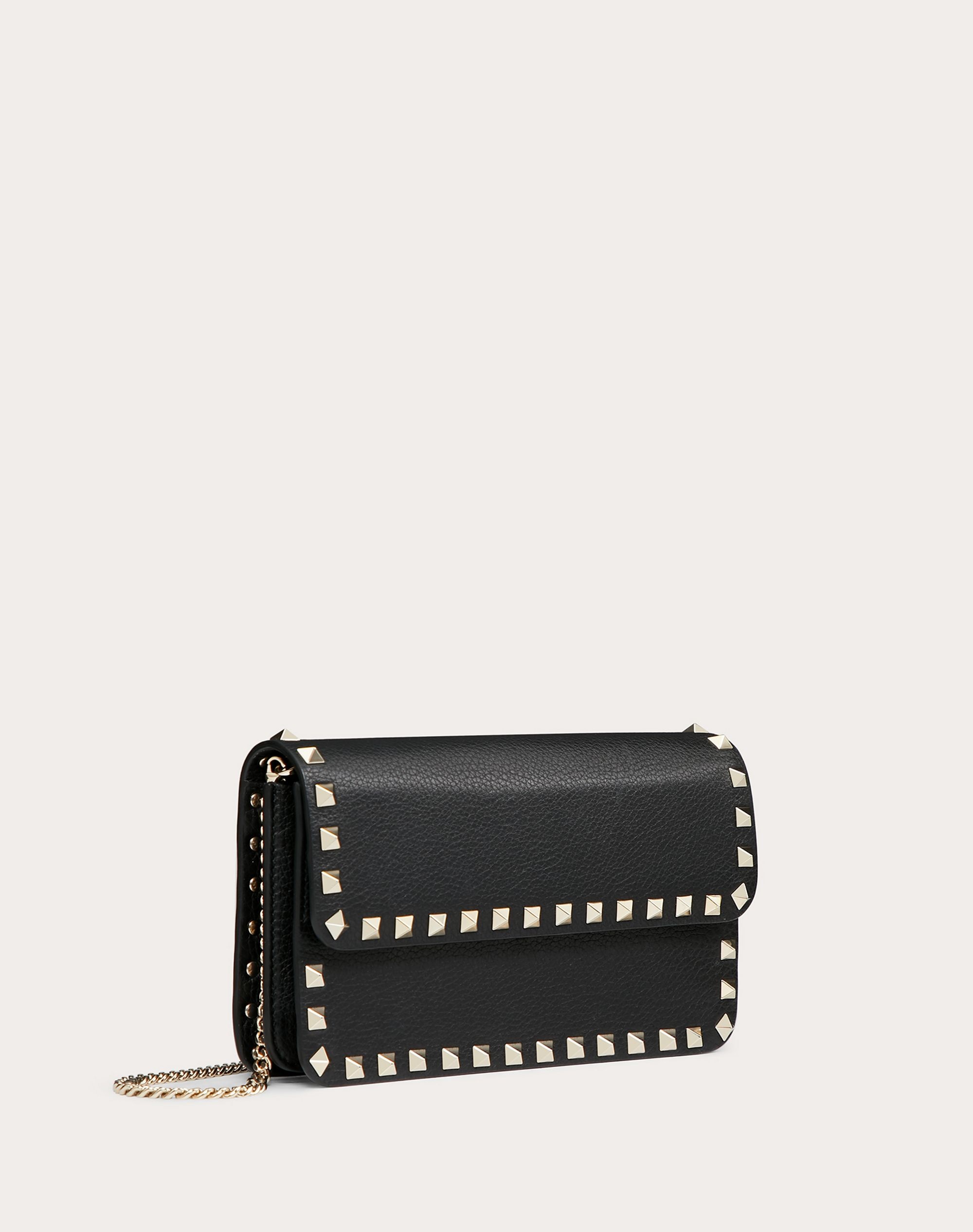 Rockstud Grainy Calfskin Chain Pouch - 4