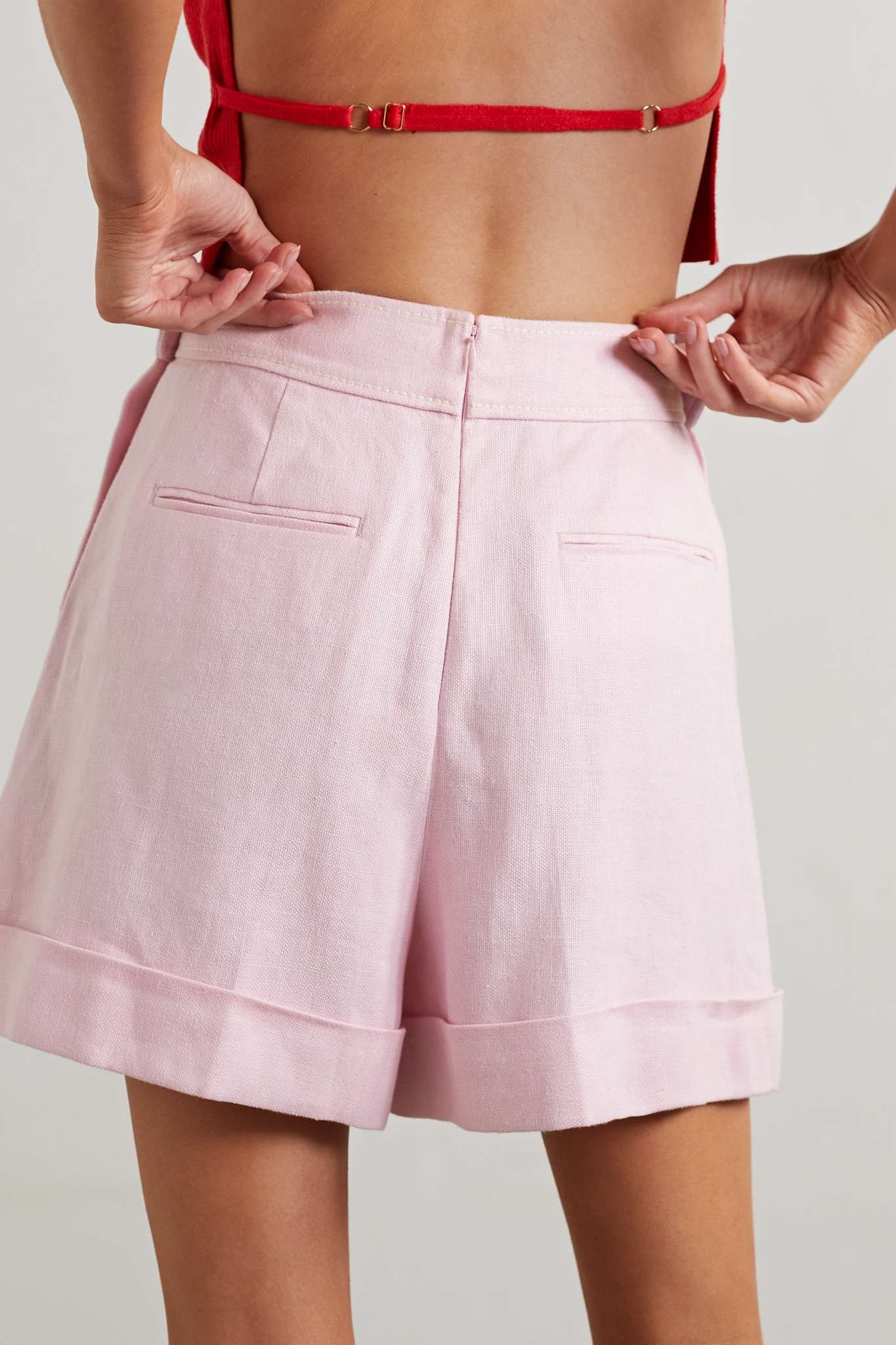 High Tide button-embellished pleated linen shorts - 3