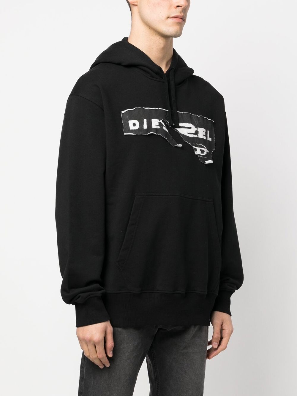 ripped logo print hoodie - 4