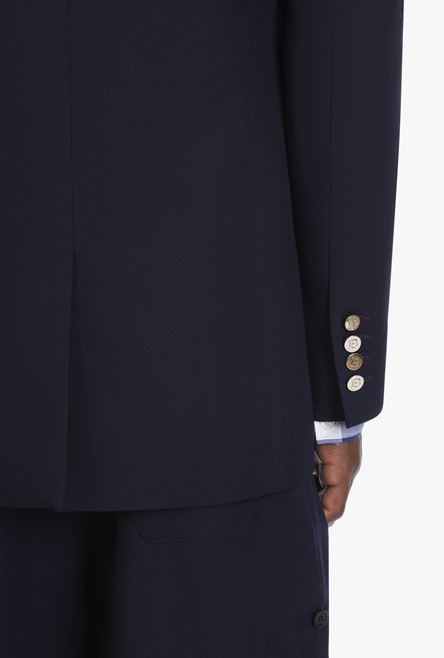 Oversized navy blue wool blazer with double-breasted buttoned fastening - 8