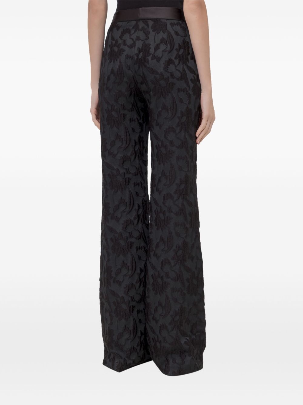 jacquard flared trousers - 3