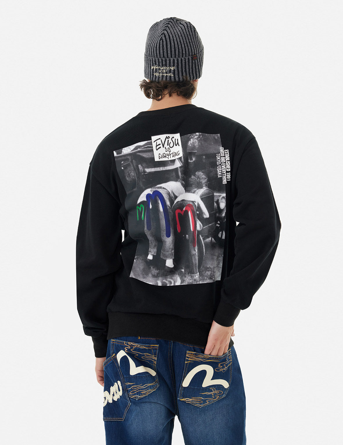 SLOGAN AND PHOTO PRINT RELAX FIT SWEATSHIRT - 5