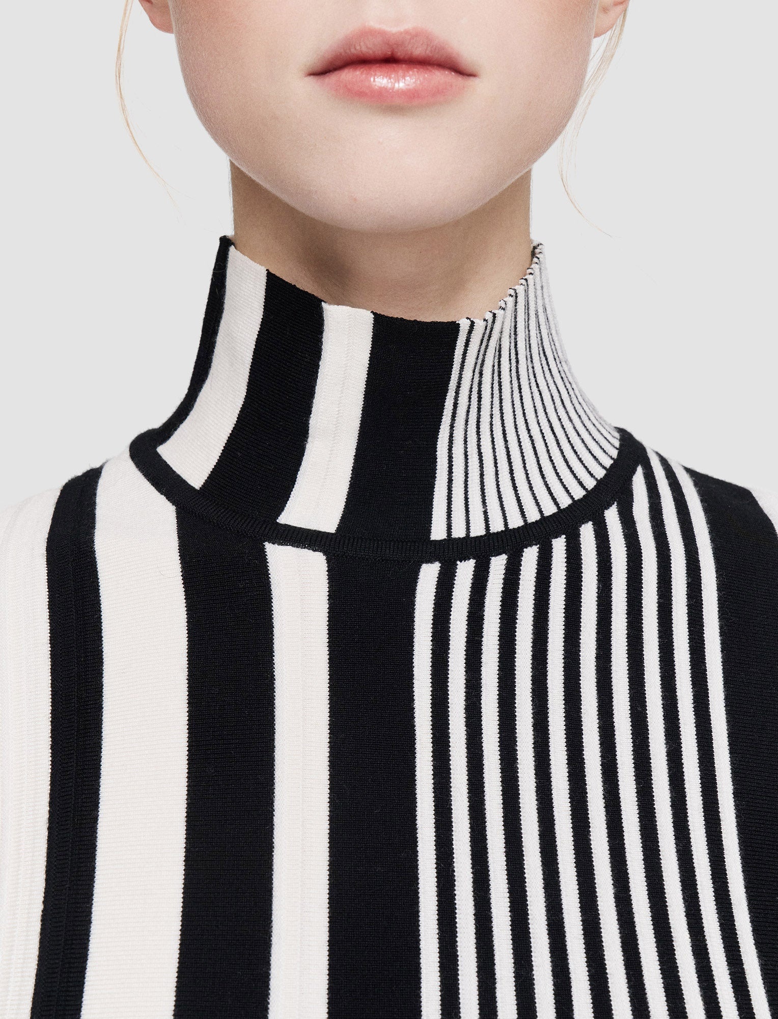 Stripes and Pleats High Neck Jumper - 4