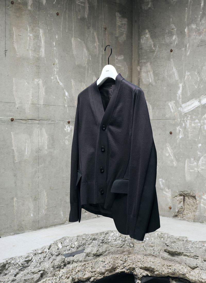 Wool Suiting x Cotton Knit Cardigan 4
