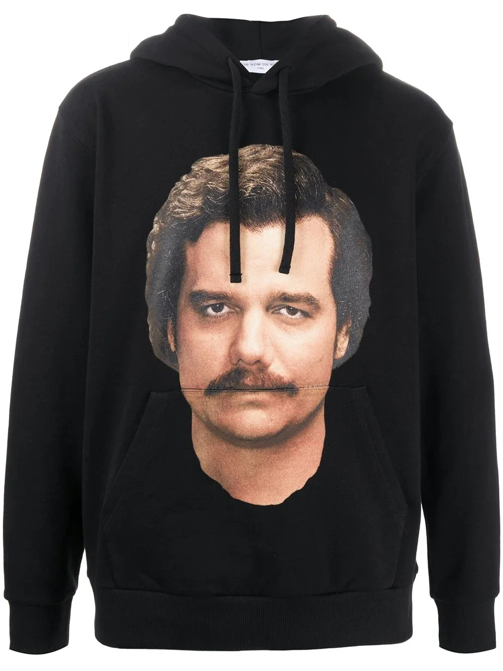 portrait print drawstring hoodie - 1