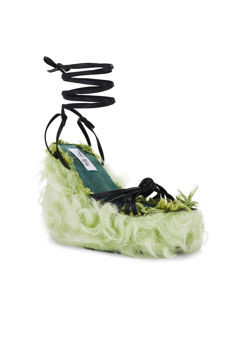 Sculpted Wedge Faux Fur Plush Knotted Sandals 2