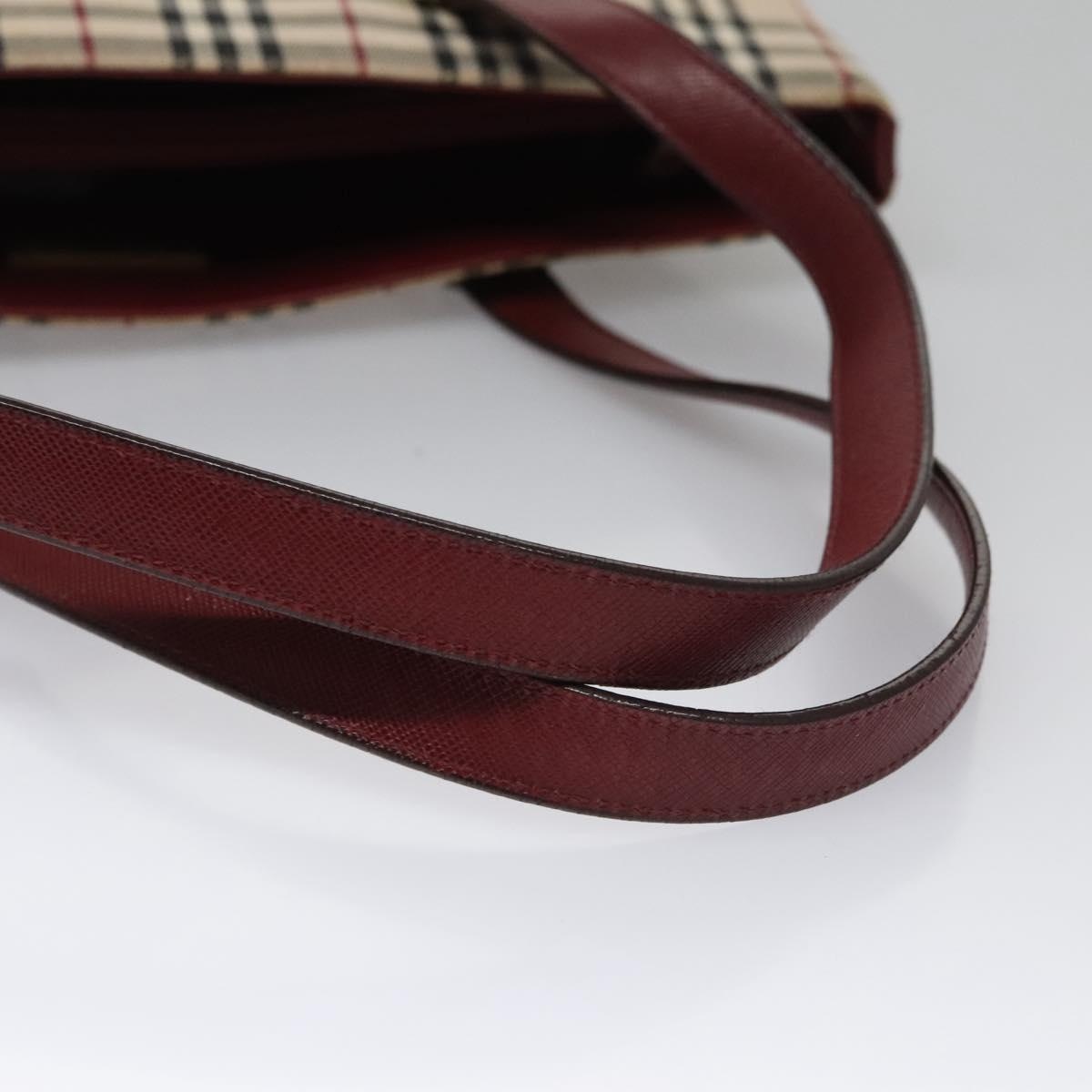 Burberry Nova Check Tote Bag Canvas Leather Beige Red Gold - 8