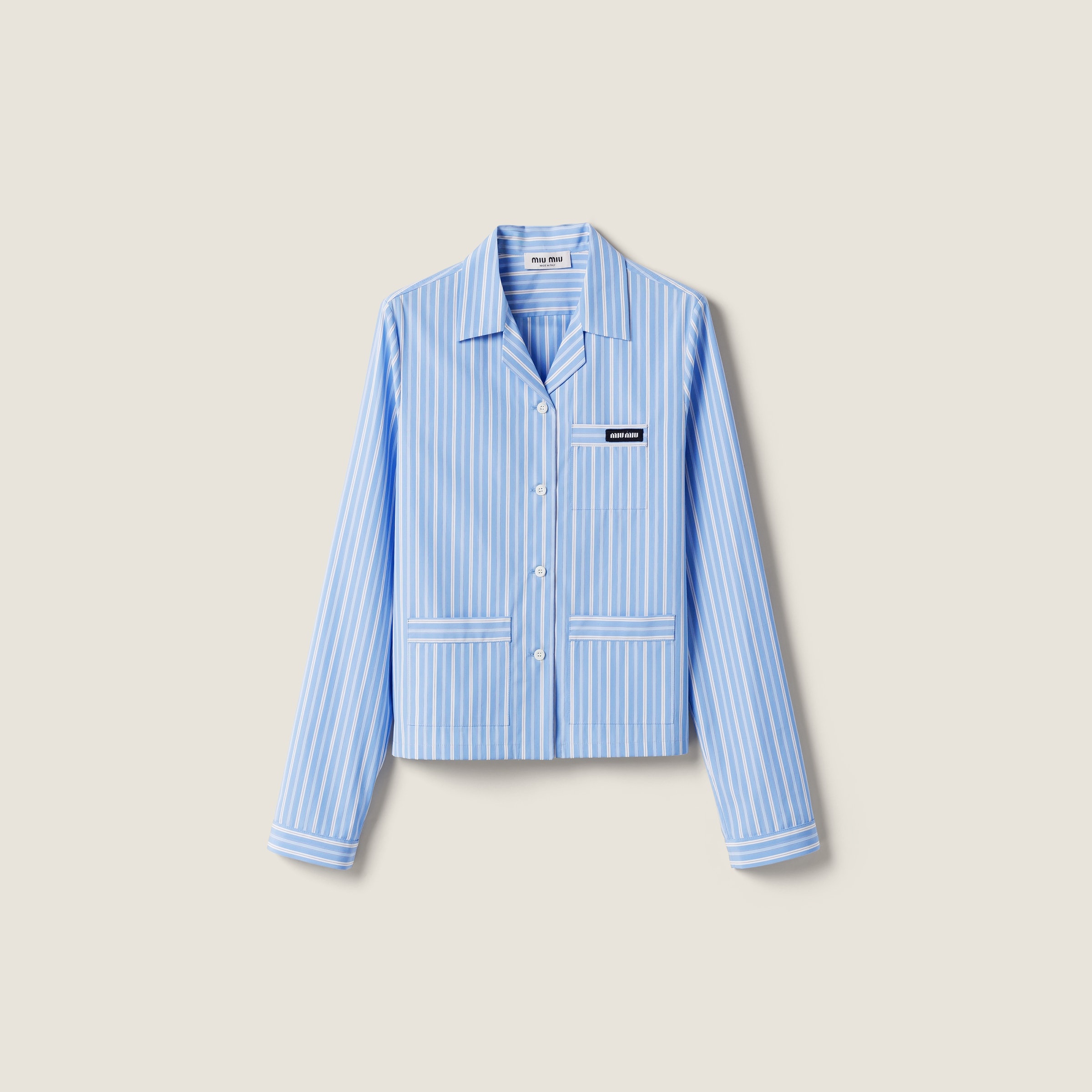 Striped poplin pajama shirt - 1